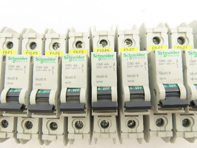 Schneider Electric 60105 C60 4A Multi 9 Circuit Breaker 240V Lot of 10