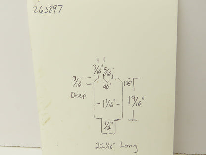 Press Brake Die 22-1/16" Long 90° V 5/16" W 3/16" D 1-9/16" H 1/2" Tang