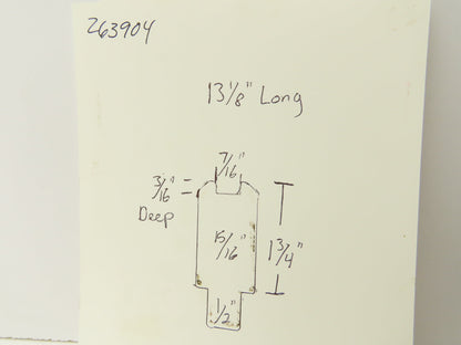 Press Brake Die 13-1/8" Long 7/16" W U Bend 3/16" D 1-3/4" H 1/2" Tang