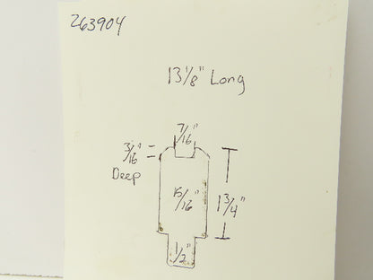 Press Brake Die 13-1/8" Long 7/16" W U Bend 3/16" D 1-3/4" H 1/2" Tang
