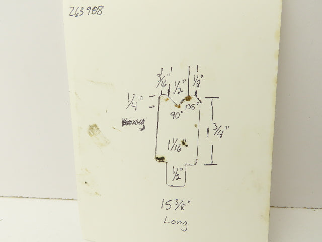 Press Brake Die 15-3/8" Long 90° V 1/2" W 1/4" D 1-3/4" H 1/2" Tang