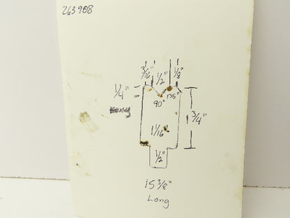 Press Brake Die 15-3/8" Long 90° V 1/2" W 1/4" D 1-3/4" H 1/2" Tang