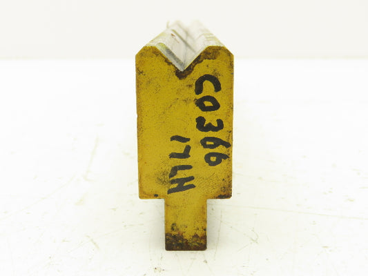 Press Brake Die 15-3/8" Long 90° V 1/2" W 1/4" D 1-3/4" H 1/2" Tang