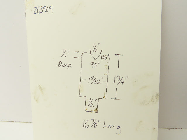 Press Brake Die 16-7/8" Long 90° V 1/2" W 1/4" D 1-3/4" H 1/2" Tang