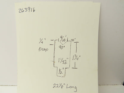 Press Brake Die 22-1/8" Long 90° V 9/16" W 1/4" D 1-3/4" H 1/2" Tang