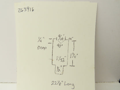 Press Brake Die 22-1/8" Long 90° V 9/16" W 1/4" D 1-3/4" H 1/2" Tang