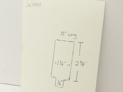 Press Brake Blank Die 12" Long 2-5/8" High 1-1/4" Wide 1/2" Tang