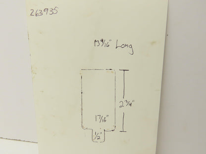 Press Brake Blank Die 13-9/16" Long 2-3/4" High 1-7/16" Wide 1/2" Tang