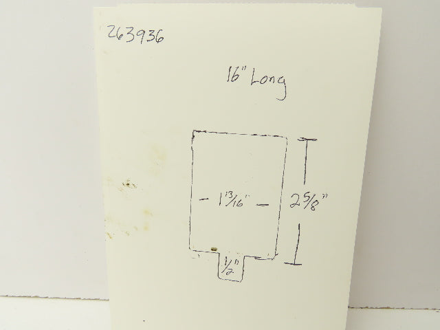 Press Brake Blank Die 16" Long 2-5/8" High 1-1/4" Wide 1/2" Tang