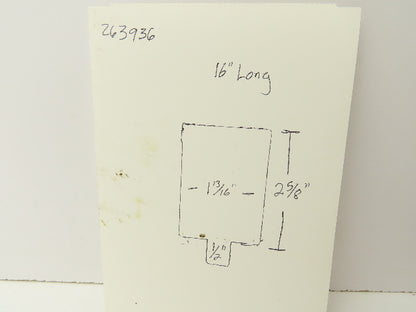 Press Brake Blank Die 16" Long 2-5/8" High 1-1/4" Wide 1/2" Tang