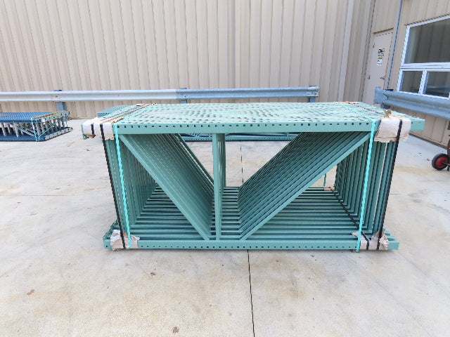 Interlake 8' x 42" Teardrop Pallet Racking Upright 3x3" Leg 23900Lb Green