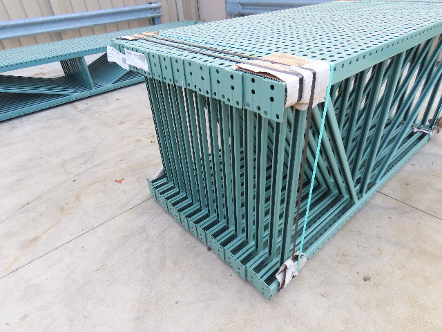 Interlake 8' x 42" Teardrop Pallet Racking Upright 3x3" Leg 23900Lb Green