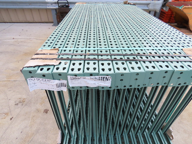 Interlake 8' x 42" Teardrop Pallet Racking Upright 3x3" Leg 23900Lb Green