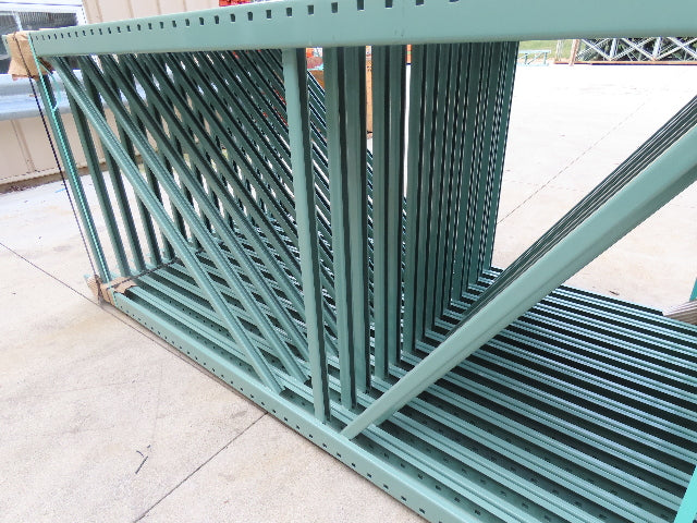 Interlake 8' x 42" Teardrop Pallet Racking Upright 3x3" Leg 23900Lb Green