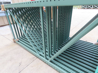 Interlake 8' x 42" Teardrop Pallet Racking Upright 3x3" Leg 23900Lb Green