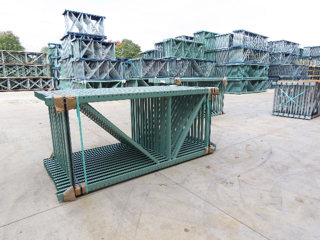 Interlake 8' x 42" Teardrop Pallet Racking Upright 3x3" Leg 23900Lb Green