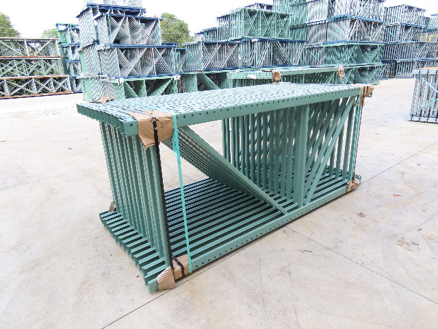 Interlake 8' x 42" Teardrop Pallet Racking Upright 3x3" Leg 23900Lb Green
