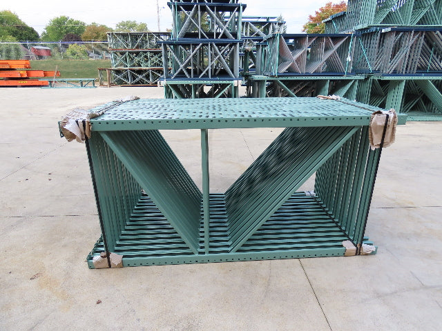 Interlake 8' x 48" Teardrop Pallet Racking Upright 3x3" Leg 23900Lb Green