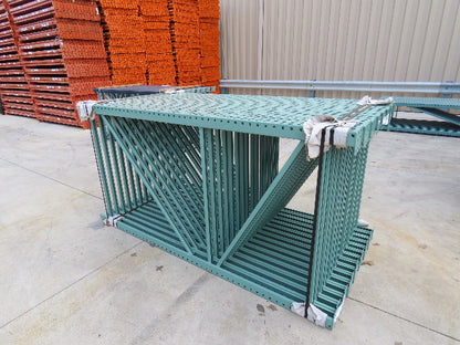 Interlake 8' x 48" Teardrop Pallet Racking Upright 3x3" Leg 23900Lb Green