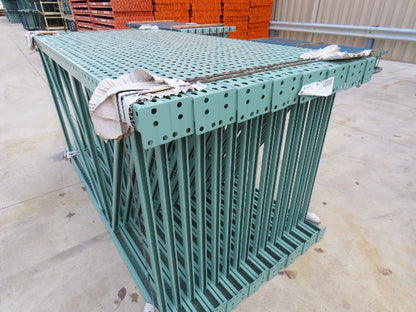 Interlake 8' x 48" Teardrop Pallet Racking Upright 3x3" Leg 23900Lb Green