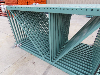 Interlake 8' x 48" Teardrop Pallet Racking Upright 3x3" Leg 23900Lb Green