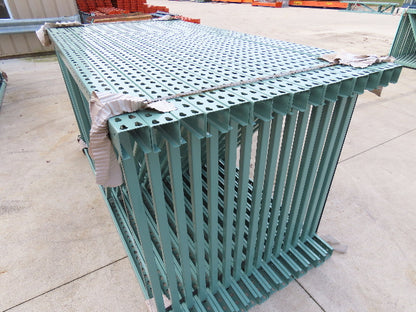 Interlake 8' x 48" Teardrop Pallet Racking Upright 3x3" Leg 23900Lb Green