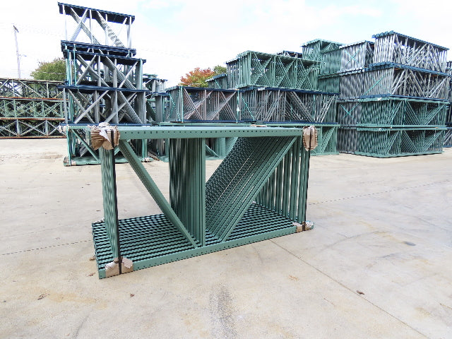 Interlake 8' x 48" Teardrop Pallet Racking Upright 3x3" Leg 23900Lb Green