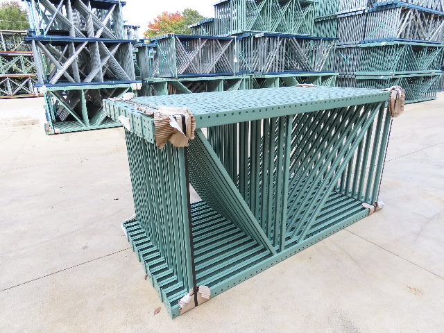 Interlake 8' x 48" Teardrop Pallet Racking Upright 3x3" Leg 23900Lb Green
