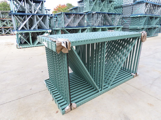 Interlake 8' x 48" Teardrop Pallet Racking Upright 3x3" Leg 23900Lb Green