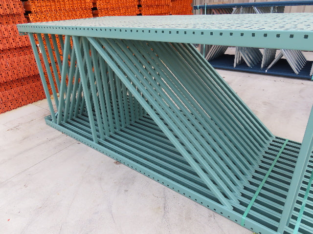 Interlake 10' x 48" Teardrop Pallet Racking Upright 3x3" Leg 23900Lb Green