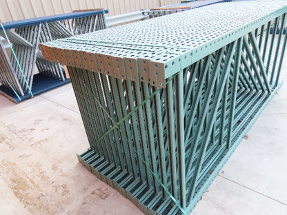 Interlake 10' x 48" Teardrop Pallet Racking Upright 3x3" Leg 23900Lb Green