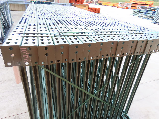 Interlake 10' x 48" Teardrop Pallet Racking Upright 3x3" Leg 23900Lb Green