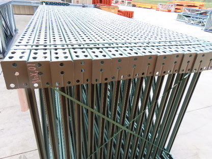 Interlake 10' x 48" Teardrop Pallet Racking Upright 3x3" Leg 23900Lb Green