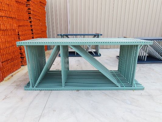 Interlake 10' x 48" Teardrop Pallet Racking Upright 3x3" Leg 23900Lb Green