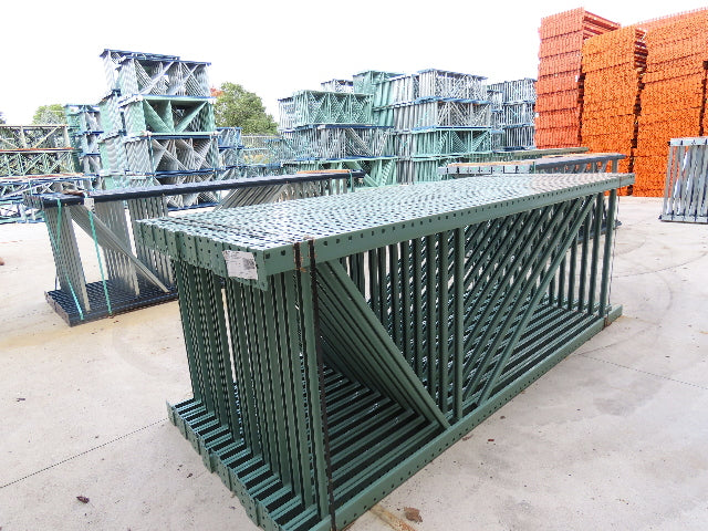 Interlake 10' x 42" Teardrop Pallet Racking Upright 3x3" Leg 23900Lb Green
