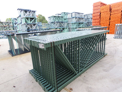 Interlake 10' x 42" Teardrop Pallet Racking Upright 3x3" Leg 23900Lb Green