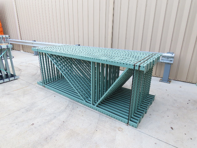 Interlake 10' x 42" Teardrop Pallet Racking Upright 3x3" Leg 23900Lb Green