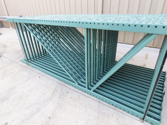 Interlake 10' x 42" Teardrop Pallet Racking Upright 3x3" Leg 23900Lb Green