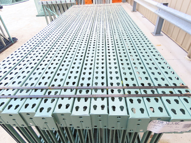 Interlake 10' x 42" Teardrop Pallet Racking Upright 3x3" Leg 23900Lb Green