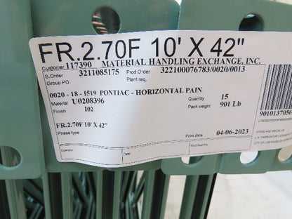 Interlake 10' x 42" Teardrop Pallet Racking Upright 3x3" Leg 23900Lb Green