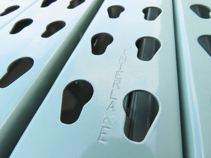 Interlake 10' x 42" Teardrop Pallet Racking Upright 3x3" Leg 23900Lb Green