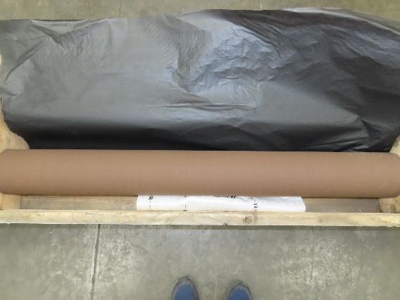 Finzer Film Feed Brown Rubber Smooth Roller 6.35" Dia 54" Long 2" Shaft Set