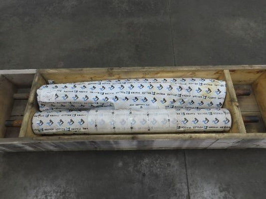 Finzer Film Feed Brown Rubber Smooth Roller 6.35" Dia 54" Long 2" Shaft Set