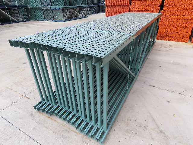 Interlake 14' x 42" Teardrop Pallet Racking Upright 3x3" Leg 23900Lb Green