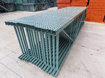 Interlake 14' x 42" Teardrop Pallet Racking Upright 3x3" Leg 23900Lb Green