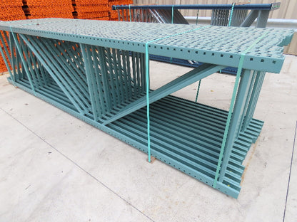 Interlake 14' x 42" Teardrop Pallet Racking Upright 3x3" Leg 23900Lb Green