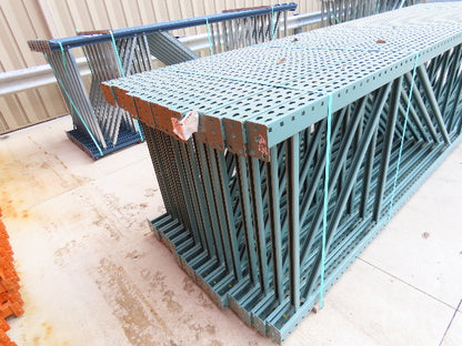 Interlake 14' x 42" Teardrop Pallet Racking Upright 3x3" Leg 23900Lb Green