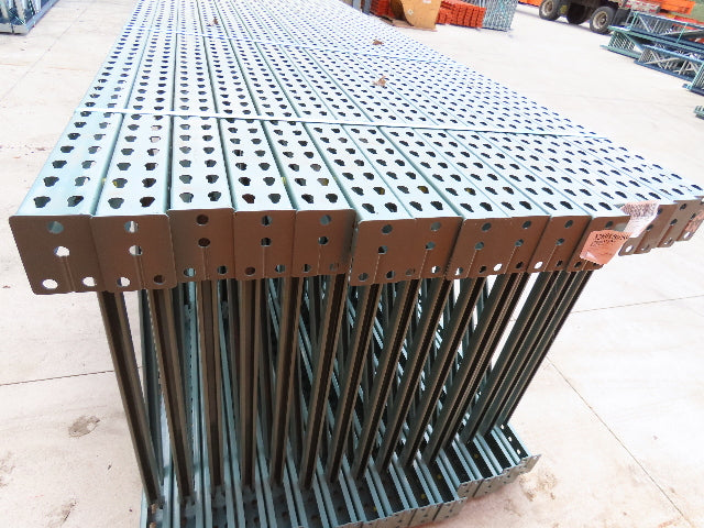 Interlake 14' x 42" Teardrop Pallet Racking Upright 3x3" Leg 23900Lb Green