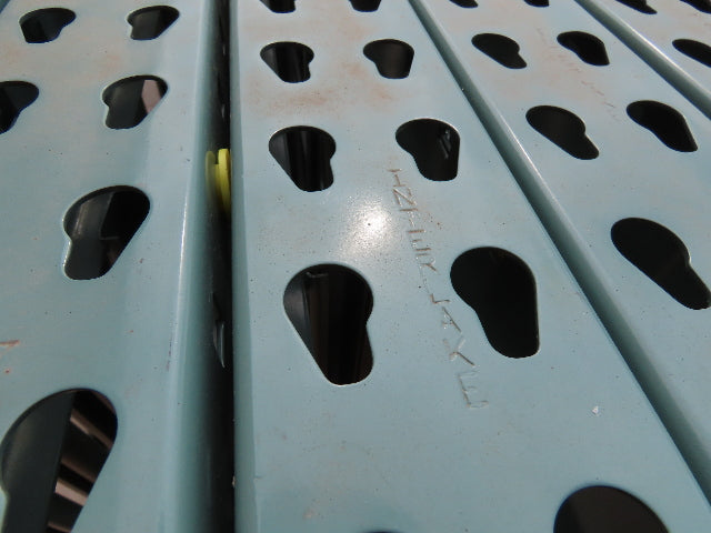 Interlake 14' x 42" Teardrop Pallet Racking Upright 3x3" Leg 23900Lb Green