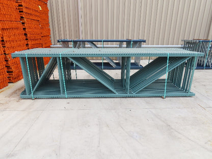 Interlake 14' x 42" Teardrop Pallet Racking Upright 3x3" Leg 23900Lb Green